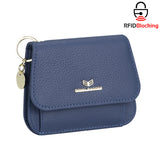 Royal Bagger Multi-card Slots Short Wallet Genuine Leather Credit Card Holder RFID Blocking Coin Purse with Keychain 2443