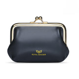 Royal Bagger Retro Kiss Lock RFID Card Holder Coin Purse for Women Genuine Cow Leather Small Lipstick Bag Fashion Mini Key Chain Wallet 3243