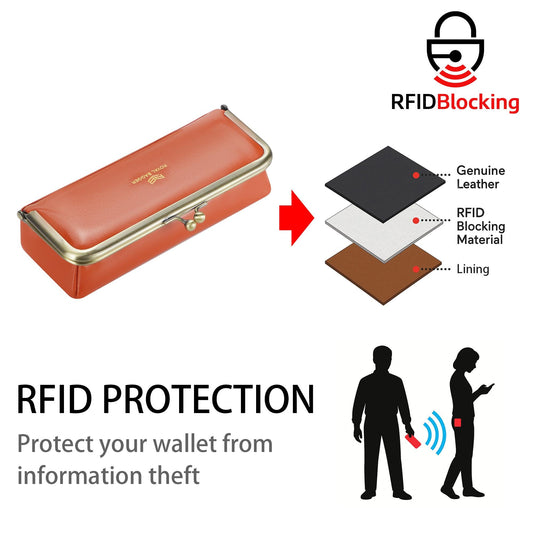 Royal Bagger Genuine Leather RFID Blocking Fashion Glasses Case, Pencil Bag with Kiss Lock, Organizer for Rings, Necklaces & Earrings for Women 3135