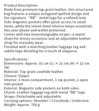 Royal Bagger Genuine Cow Leather Quilted Crossbody Bag, Large Capacity Tote Handbag, Chain Shoulder Purse for Women 3270