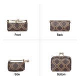 Royal Bagger Women's Mini Jewelry Box & Coin Purse with Removable Chain – Signature Coated Canvas & Vegetable-Tanned Cowhide Leather, Small Kiss Lock Storage Bag 9894