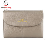 Royal Bagger RFID Blocking Women's Short Wallet Genuine Leather Multi-card Slots Card Holder Trifold Purse Magnetic Opening 2063