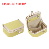 Royal Bagger Genuine Leather Mini Coin Purse, Solid Color Kiss Lock Change Pouch, Casual Style Small Storage Bag for Women 1894