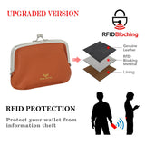 Royal Bagger RFID Blocking Coin Purses for Women, Fashion Kiss Lock Change Pouch, Double Clip Key Card Storage Bag 1858-1