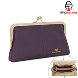 Royal Bagger RFID Kiss Lock Wallet, Genuine Leather Clutch Purse for Women with Solid Color Lining & Multi-Card Slots 3468