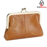 Royal Bagger Fashionable Genuine Leather RFID Blocking Women's Wallet with Kiss Lock, Card Slots and Zipper Coin Pocket 4120