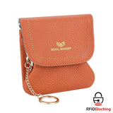 Royal Bagger Kiss Lock Coin Purse for Women RFID Simple Card Holder with Removable Keychain Genuine Leather Storage Bag 2622