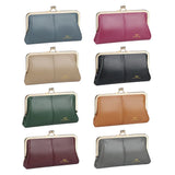 Royal Bagger RFID Genuine Leather Wallet for Women, Kiss Lock Clutch with Multi-Card Slots, Vintage Card Holder Purse 2468