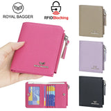 Royal Bagger RFID Blocking Genuine Leather Short Wallet for Women - Slim Bifold Coin Purse, Fashionable & Simple Design 3201