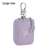 Royal Bagger Mini Earphone Bag Genuine Leather Zipper Key Wallet with Keychain, Portable Headphone Case for Men & Women 3901