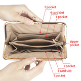 Royal Bagger RFID Genuine Leather Wallet for Women, Kiss Lock Clutch with Multi-Card Slots, Vintage Card Holder Purse 2468