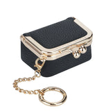Royal Bagger Genuine Leather Mini Kiss Lock Coin & Jewelry Box, Removable Keychain, Storage for Rings, Earrings, Necklaces 2894