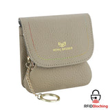 Royal Bagger Kiss Lock Coin Purse for Women RFID Simple Card Holder with Removable Keychain Genuine Leather Storage Bag 2622