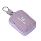 Royal Bagger Mini Portable Zipper Earphone Bags Genuine Leather Small Key Wallet with Keychain Fashion Simple Headphone Bag 2901
