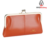 Royal Bagger RFID Genuine Leather Wallet for Women, Kiss Lock Clutch with Multi-Card Slots, Vintage Card Holder Purse 2468