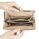 Royal Bagger RFID Genuine Leather Wallet for Women, Kiss Lock Clutch with Multi-Card Slots, Vintage Card Holder Purse 2468