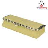 Royal Bagger Genuine Leather Fashion Glasses Case - RFID Blocking, Fashion Pencil Bag with Kiss Lock, Coin Purse for Women 2135