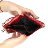 Royal Bagger Short Wallets for Women Genuine Cow Leather Retro Card Holder Zipper Coin Purses Bifold Wallet with Kiss Lock 1568
