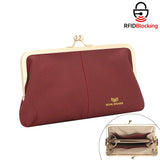 Royal Bagger RFID Kiss Lock Wallet, Genuine Leather Clutch Purse for Women with Solid Color Lining & Multi-Card Slots 3468