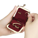 Royal Bagger Mini Retro Jewelry Box for Women, Slim Kiss Lock Purse with Removable Chain, Signature Coated Canvas & Vegetable-Tanned Cowhide Leather 7120