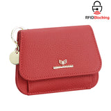 Royal Bagger Multi-card Slots Short Wallet Genuine Leather Credit Card Holder RFID Blocking Coin Purse with Keychain 2443