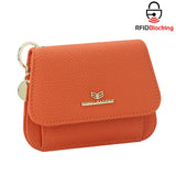 Royal Bagger Multi-card Slots Short Wallet Genuine Leather Credit Card Holder RFID Blocking Coin Purse with Keychain 2443