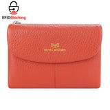 Royal Bagger RFID Blocking Women's Short Wallet Genuine Leather Multi-card Slots Card Holder Trifold Purse Magnetic Opening 2063