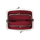 Royal Bagger RFID Coin Purses for Women, Fashion Kiss Lock Change Pouch, Double Clip Key Card Storage Bag, Signature Coated Canvas & Vegetable-Tanned Cowhide Leather 2858