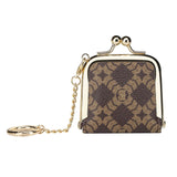 Royal Bagger Mini Retro Jewelry Box for Women, Slim Kiss Lock Purse with Removable Chain, Signature Coated Canvas & Vegetable-Tanned Cowhide Leather 7120