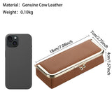 Royal Bagger Genuine Leather RFID Blocking Fashion Glasses Case, Pencil Bag with Kiss Lock, Organizer for Rings, Necklaces & Earrings for Women 4135