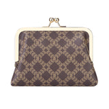 Royal Bagger Women's RFID Card Holder, Kiss Lock Coin Purse, Short Wallet, Signature Coated Canvas & Vegetable-Tanned Cowhide Leather 5120