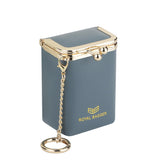 Royal Bagger Mini Chain Cosmetics Case for Women, Genuine Cow Leather Retro Kiss Lock Purse, Small Lipstick Makeup Bag with Mirror 3241