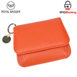 Royal Bagger RFID Short Wallet for Women Genuine Cow Leather Large Capacity Key Chain Card Holders Fashion Trifold Wallets 1459